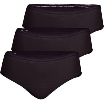 Athena Regels, set van 3 slipjes, menstruatieslips voor dames, Zwart, M Athena Regels, set van 3 slipjes, menstruatieslips voor dames, Zwart, M