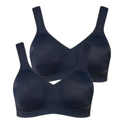 Ulla Popken Dameskleding Plus Size Curvy 2 Pack van Stretch Microfiber Draadloze Bras 793032, Middernacht Blauw, 90E Ulla Popken Dameskleding Plus Size Curvy 2 Pack van Stretch Microfiber Draadloze Bras 793032, Middernacht Blauw, 90E