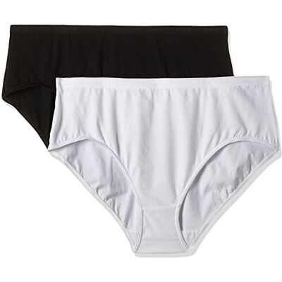 DIM Damesslip, midi, dagelijks katoen, stretch, 2 stuks, Zwart/Wit, 38 DIM Damesslip, midi, dagelijks katoen, stretch, 2 stuks, Zwart/Wit, 38
