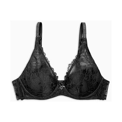 Giorgio Armani Vrouw eeuwige kant gewatteerde balconette beha zwart 34, Zwart Bloemetje, 75B Giorgio Armani Vrouw eeuwige kant gewatteerde balconette beha zwart 34, Zwart Bloemetje, 75B