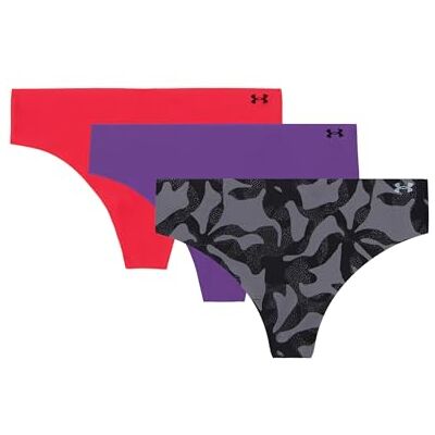 UNDER ARMOUR 3-pack Pure Stretch No Show String Ondergoed, de hele dag comfort & Ultra-zachte pasvorm, Overvloedige Paars/Grijs Print/Rood, XL UNDER ARMOUR 3-pack Pure Stretch No Show String Ondergoed, de hele dag comfort & Ultra-zachte pasvorm, Overvloedige Paars/Grijs Print/Rood, XL