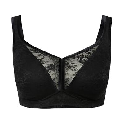 Ulla Popken , dames, grote maten, minimizer, draadloos, foamcup, jaquard, zwart, 95D Ulla Popken , dames, grote maten, minimizer, draadloos, foamcup, jaquard, zwart, 95D