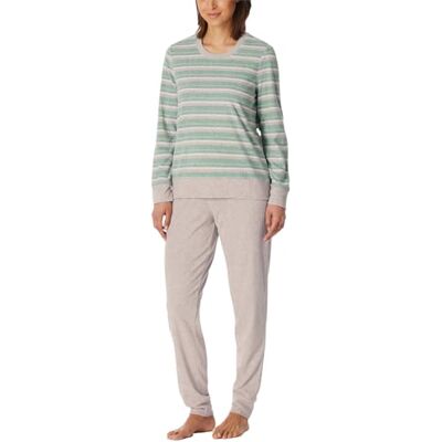 Schiesser Damespyjama, lang, badstof, warm, behaaglijk, feel-good nachtkleding, pyjamaset, Groen-mel._181968, 50 Schiesser Damespyjama, lang, badstof, warm, behaaglijk, feel-good nachtkleding, pyjamaset, Groen-mel._181968, 50
