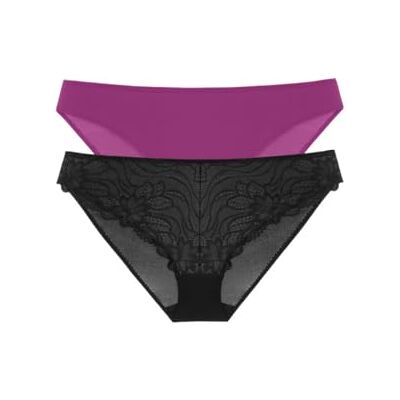 DORINA ANGIE-2PP-Brief Angie set van twee broekjes, kant en microvezel, dagelijks comfort, zwart en fuchsia, XXXL, Zwart/Fuchsia, 3XL DORINA ANGIE-2PP-Brief Angie set van twee broekjes, kant en microvezel, dagelijks comfort, zwart en fuchsia, XXXL, Zwart/Fuchsia, 3XL