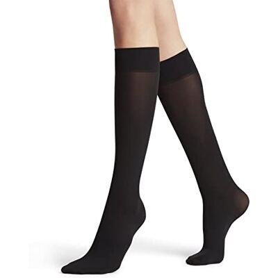 FALKE Dames Kniekousen Pure Matt 50 DEN W Kh halfdoorzichtig eenkleurig 1 paar, Zwart Black 3009, 35-38 FALKE Dames Kniekousen Pure Matt 50 DEN W Kh halfdoorzichtig eenkleurig 1 paar, Zwart Black 3009, 35-38