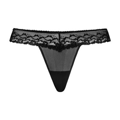 Teyli Klassieke string voor dames: elegant, licht en comfortabel, benadrukt het figuur, van mesh met een vleugje kant., Zwart, S Teyli Klassieke string voor dames: elegant, licht en comfortabel, benadrukt het figuur, van mesh met een vleugje kant., Zwart, S
