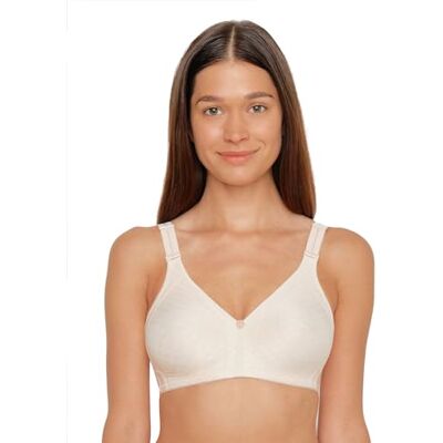 Susa BH zonder beugel Longline BH Classics I Beugelloze beha met vrouwelijke look door kanten inzetstuk I Semi-transparante beha met 3-delig genaaide cups, huidskleur (010), 75C Susa BH zonder beugel Longline BH Classics I Beugelloze beha met vrouwelijke look door kanten inzetstuk I Semi-transparante beha met 3-delig genaaide cups, huidskleur (010), 75C