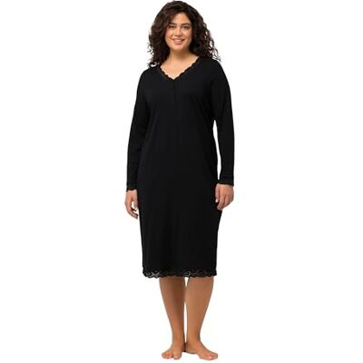 Ulla Popken Dames Nightgown Lace Nachthemd, Zwart, 54/56, zwart, 54/56 Ulla Popken Dames Nightgown Lace Nachthemd, Zwart, 54/56, zwart, 54/56