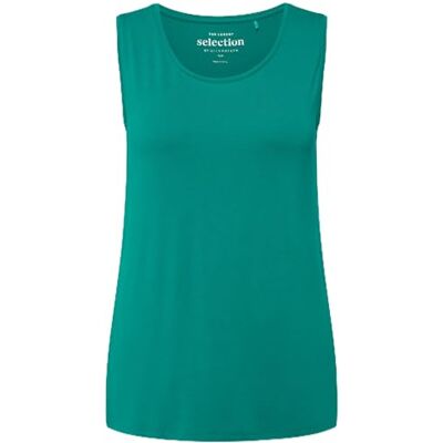 Ulla Popken Damestop, Classic Fit, ronde hals, stretch, brede bandjes, mouwloos, groen, 46/48, groen, 46-48 Ulla Popken Damestop, Classic Fit, ronde hals, stretch, brede bandjes, mouwloos, groen, 46/48, groen, 46-48