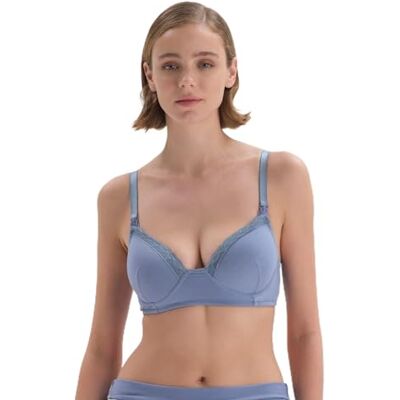 Dagi Lace-gedetailleerde modal niet-bekabelde Nursing beha voor dames, blauw, 95D Dagi Lace-gedetailleerde modal niet-bekabelde Nursing beha voor dames, blauw, 95D
