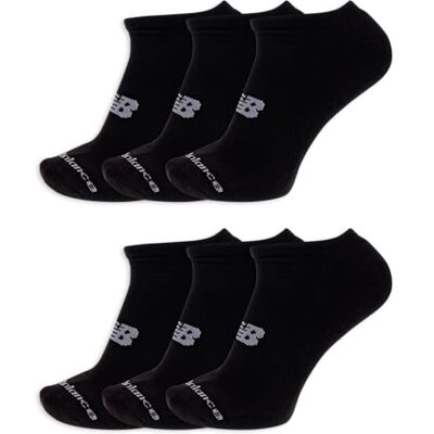 New Balance Performance Gewatteerde No Show Socks-6 & 12 vochtafvoerend, zwart (6 paar), Medium, Zwart (6 paar), M New Balance Performance Gewatteerde No Show Socks-6 & 12 vochtafvoerend, zwart (6 paar), Medium, Zwart (6 paar), M