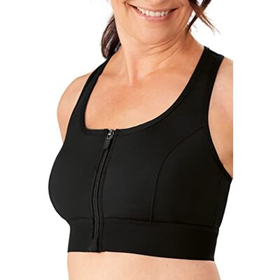 Amoena Sportbeha met rits aan de voorkant met medium ondersteuning voor dames, Zwart, M Amoena Sportbeha met rits aan de voorkant met medium ondersteuning voor dames, Zwart, M