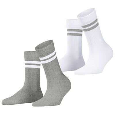 ESPRIT Dames Sokken Tennis Stripe Multipack W So katoen gedessineerd 2 paar, Veelkleurig Weiß Grau 0010, 35-38 ESPRIT Dames Sokken Tennis Stripe Multipack W So katoen gedessineerd 2 paar, Veelkleurig Weiß Grau 0010, 35-38