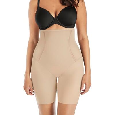 Maidenform Stevige basis voor dames: dijbeenslanker met hoge taille, beige (Latte Lift), M Maidenform Stevige basis voor dames: dijbeenslanker met hoge taille, beige (Latte Lift), M