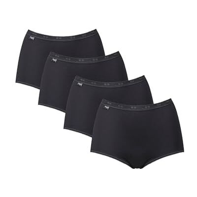 Sloggi Dames 4 Pack Zero Feel High Waisted Cheeky Katoenen Ondergoed of Slipje voor Dames Basic Maxi Slips, Zwart, L Sloggi Dames 4 Pack Zero Feel High Waisted Cheeky Katoenen Ondergoed of Slipje voor Dames Basic Maxi Slips, Zwart, L