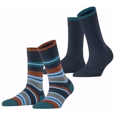 ESPRIT Dames Sokken Retro Stripe Multipack W So katoen gedessineerd 2 paar, Blauw Space Blue 6116, 35-38 ESPRIT Dames Sokken Retro Stripe Multipack W So katoen gedessineerd 2 paar, Blauw Space Blue 6116, 35-38
