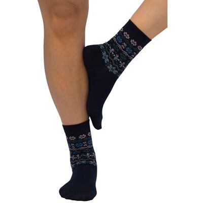 Ulla Popken , Dames, grote maten, kousen, Noorse print in de schacht, nachtblauw, 35-38 EU Ulla Popken , Dames, grote maten, kousen, Noorse print in de schacht, nachtblauw, 35-38 EU