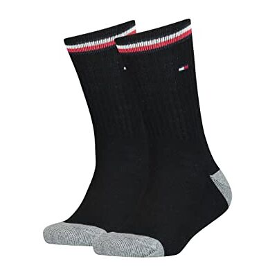 Tommy Hilfiger Uniseks crew sokken voor kinderen (set van 2), zwart, 35/38 EU Tommy Hilfiger Uniseks crew sokken voor kinderen (set van 2), zwart, 35/38 EU