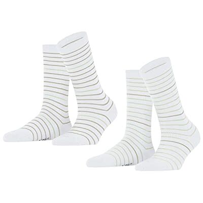 FALKE Esprit Fine Stripe damessokken, 2 stuks, biologisch katoen, 2 paar, wit (Raw White 2100), 39-42, wit (Raw White 2100), 39-42 EU FALKE Esprit Fine Stripe damessokken, 2 stuks, biologisch katoen, 2 paar, wit (Raw White 2100), 39-42, wit (Raw White 2100), 39-42 EU