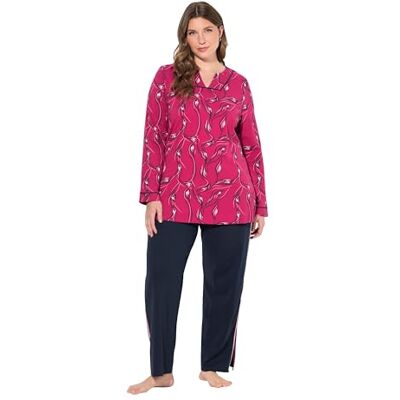 Ulla Popken Dames grote maten plus size pyjama, bloemenprint, V-hals, lange mouwen, fuchsia, 46-48 Ulla Popken Dames grote maten plus size pyjama, bloemenprint, V-hals, lange mouwen, fuchsia, 46-48