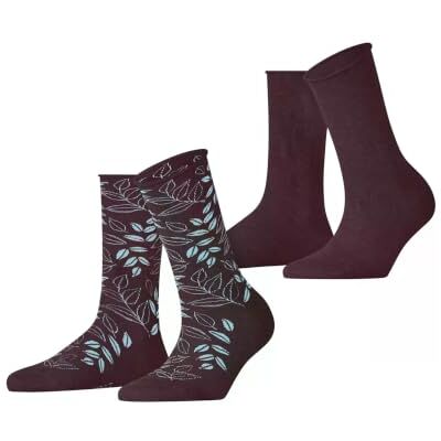 ESPRIT Dames Sokken Frosted Garden 2 Pack W So katoen gedessineerd 2 paar, Rood Claret 8375, 35-38 ESPRIT Dames Sokken Frosted Garden 2 Pack W So katoen gedessineerd 2 paar, Rood Claret 8375, 35-38
