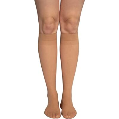 Ulla Popken Grote maten dames kniekousen, 30 denier, teint, Eén maat Ulla Popken Grote maten dames kniekousen, 30 denier, teint, Eén maat