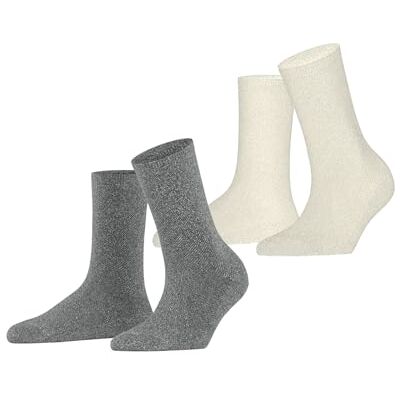ESPRIT Dames Sokken Shimmer Multipack W So katoen gedessineerd 2 paar, Veelkleurig Grey Off-White 0030, 35-38 ESPRIT Dames Sokken Shimmer Multipack W So katoen gedessineerd 2 paar, Veelkleurig Grey Off-White 0030, 35-38