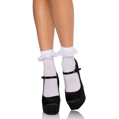 Leg Avenue 3013 Söckchen mit Rüschenabschluss, Einheitsgröße, weiß Leg Avenue 3013 Söckchen mit Rüschenabschluss, Einheitsgröße, weiß