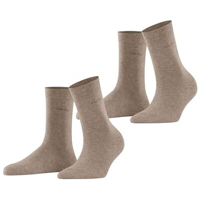 ESPRIT Dames Sokken Basic Easy 2-Pack W SO Katoen eenkleurig Multipack 2 Paar, Bruin (Nutmeg Melange 5410), 35-38 ESPRIT Dames Sokken Basic Easy 2-Pack W SO Katoen eenkleurig Multipack 2 Paar, Bruin (Nutmeg Melange 5410), 35-38