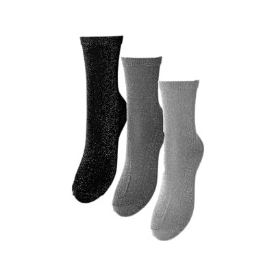 PIECES PCSHIRLEY GLITTER SOCKS 3-PACK, Donkergrijs Melange/Verpakking: Lunar Rock/Lurex-Black/Lurex, Eén Maat PIECES PCSHIRLEY GLITTER SOCKS 3-PACK, Donkergrijs Melange/Verpakking: Lunar Rock/Lurex-Black/Lurex, Eén Maat