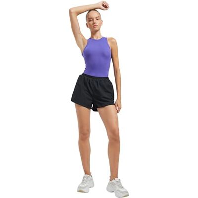 Koton Dames ribbed mouwloze houder hals sportbeha, Paars (352), S Koton Dames ribbed mouwloze houder hals sportbeha, Paars (352), S