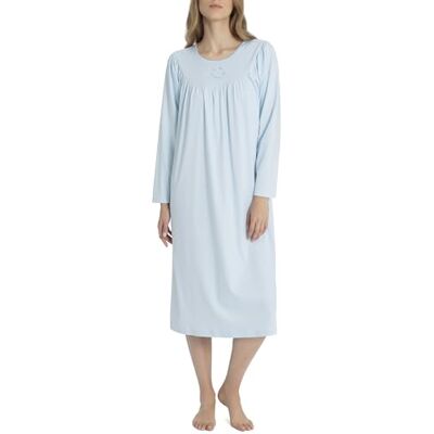CALIDA Dames Soft Cotton Nightshirt nachthemd van katoen met lange mouwen, lichtblauw, 40/42 CALIDA Dames Soft Cotton Nightshirt nachthemd van katoen met lange mouwen, lichtblauw, 40/42