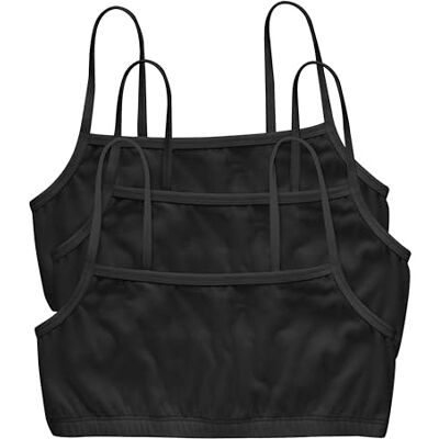Hanes Cotton String Bralette voor dames, set van 3, Zwart/Zwart/Zwart, XS Hanes Cotton String Bralette voor dames, set van 3, Zwart/Zwart/Zwart, XS