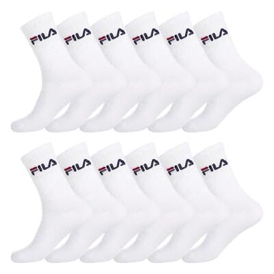 FILA Sokken Heren en Dames 39-42, Katoen Set van 12, Wit B Uniseks, Volwassenen, Hoge Sokken, Ideaal voor sportsneakers, Tussenseizoen/Winter, Dik, Stretch, 12 Paar FILA Sokken Heren en Dames 39-42, Katoen Set van 12, Wit B Uniseks, Volwassenen, Hoge Sokken, Ideaal voor sportsneakers, Tussenseizoen/Winter, Dik, Stretch, 12 Paar
