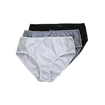 Ulla Popken Grote maten grote maten plus size midislips, verpakking van 3 stuks, met kant met kant, zwart, 54-56 Ulla Popken Grote maten grote maten plus size midislips, verpakking van 3 stuks, met kant met kant, zwart, 54-56