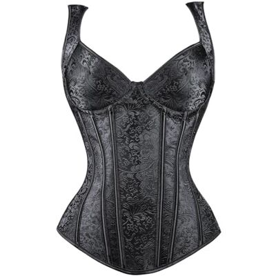Kimring Dames Gothic Jacquard Schouderbanden Tank Overbuste Corset Bustiers, Zwart, Bust 31.5-32.5 Waist 26.0-27.6/M Kimring Dames Gothic Jacquard Schouderbanden Tank Overbuste Corset Bustiers, Zwart, Bust 31.5-32.5 Waist 26.0-27.6/M