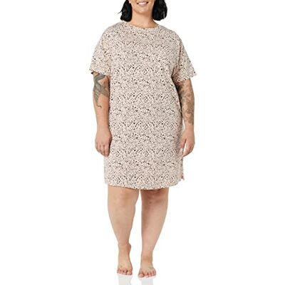 Amazon Essentials Dames gebreide jersey slaap tee nachthemd (verkrijgbaar in grote maten), ivoor luipaard, X-Small Amazon Essentials Dames gebreide jersey slaap tee nachthemd (verkrijgbaar in grote maten), ivoor luipaard, X-Small