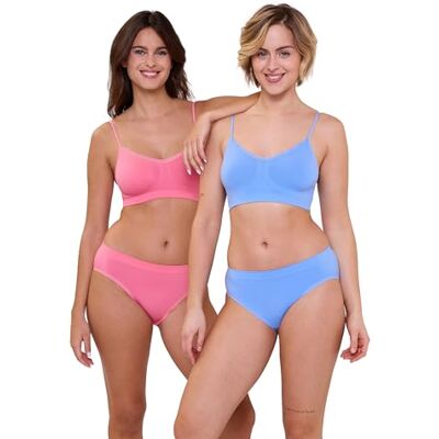Billet Doux Zen Attitude onderhemd voor dames (verpakking van 2), Cornflower + Sunkist Coral, 44-46 Billet Doux Zen Attitude onderhemd voor dames (verpakking van 2), Cornflower + Sunkist Coral, 44-46