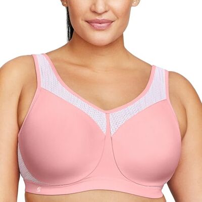 Glamorise Volledige figuur Plus Size Hoge Impact Wonderwire Sport BH Onderdraad #9066, Print roze blush, 90B Glamorise Volledige figuur Plus Size Hoge Impact Wonderwire Sport BH Onderdraad #9066, Print roze blush, 90B