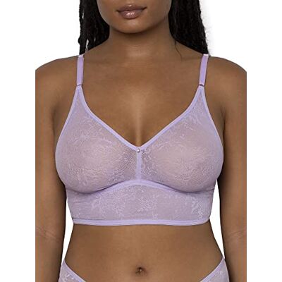 Smart & Sexy Damesbralette met gladde kanten beha, Lila Iris (blad kant), L Smart & Sexy Damesbralette met gladde kanten beha, Lila Iris (blad kant), L