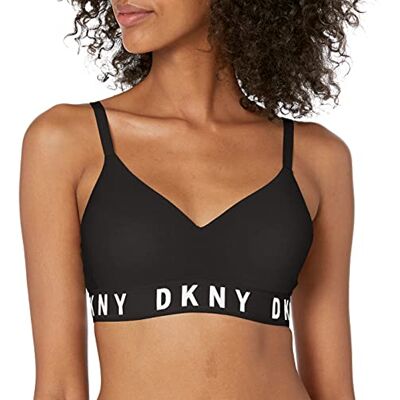 DKNY Gezellige Boyfriend Draadloze Push-up-beha voor dames, Zwart/Wit, S DKNY Gezellige Boyfriend Draadloze Push-up-beha voor dames, Zwart/Wit, S