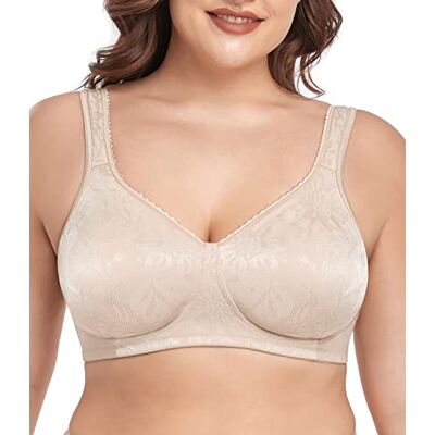 wirarpa Minimizer-beha met volledige dekking voor dames, niet-gewatteerde beugelvrije dagelijkse beha, W-beige-1pack, 95B wirarpa Minimizer-beha met volledige dekking voor dames, niet-gewatteerde beugelvrije dagelijkse beha, W-beige-1pack, 95B