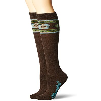 Wrangler Angora Azteekse laarssokken voor dames, 2 paar paar, Bruin, M Wrangler Angora Azteekse laarssokken voor dames, 2 paar paar, Bruin, M