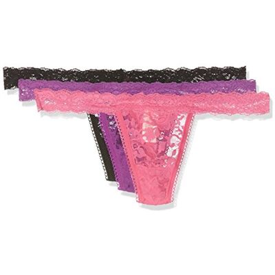 Sylvie Flirty Lingerie Dames Abby String (verpakking van 3), paars/roze/zwart, Eén Maat grote maten Sylvie Flirty Lingerie Dames Abby String (verpakking van 3), paars/roze/zwart, Eén Maat grote maten