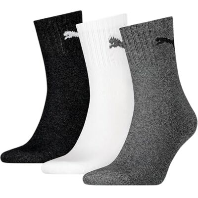 PUMA Uniseks sokken Short Crew 3-pack, grijs/wit/zwart, 42 EU PUMA Uniseks sokken Short Crew 3-pack, grijs/wit/zwart, 42 EU