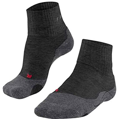 FALKE Dames Wandelsokken TK2 Explore Short W Sso wol functioneel materiaal anti-blaar dik 1 paar, Grijs Asphalt Melange 3180, 35-36 FALKE Dames Wandelsokken TK2 Explore Short W Sso wol functioneel materiaal anti-blaar dik 1 paar, Grijs Asphalt Melange 3180, 35-36