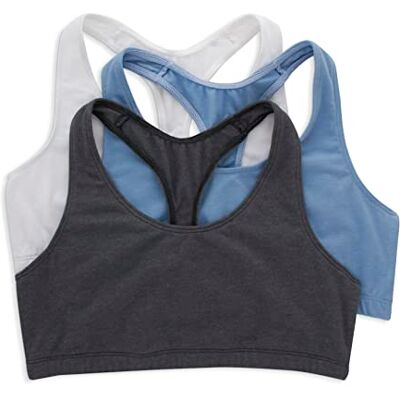 Hanes Ondoorzichtige damesbeha, verpakking van 3 stuks, Wit/jeansjas/Sky Grey Heather, XXL Hanes Ondoorzichtige damesbeha, verpakking van 3 stuks, Wit/jeansjas/Sky Grey Heather, XXL