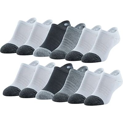 Peds Dames High Cut No Show Sokken, 12 Paars, Wit/Grijs Heather/Zwart, M (Pack van 12), Wit/Grijs Heather/Zwart, Medium Peds Dames High Cut No Show Sokken, 12 Paars, Wit/Grijs Heather/Zwart, M (Pack van 12), Wit/Grijs Heather/Zwart, Medium