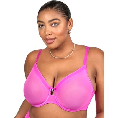 Curvy Couture Ongevoerde beugelbeha van doorzichtig mesh met volledige dekking, Flirten, 85F Curvy Couture Ongevoerde beugelbeha van doorzichtig mesh met volledige dekking, Flirten, 85F