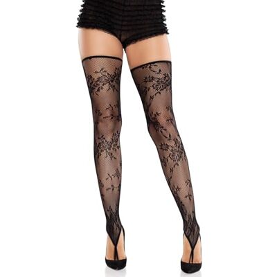 Leg Avenue Vrouwen Bloemen Net Toe Loop Voetloze Dij Highs, Zwart, One Size, Zwart, One size Leg Avenue Vrouwen Bloemen Net Toe Loop Voetloze Dij Highs, Zwart, One Size, Zwart, One size